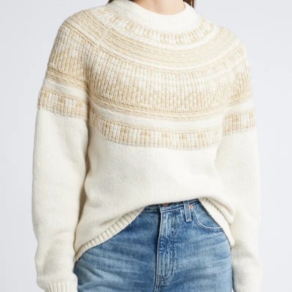 Treasure & Bond Sweaters - Treasure & Bond Fair Isle Sweater in Ivory/Tan Fair Isle